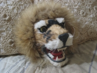 LION s Head Wall Plaque Made with Rabbit Fur 10 X 9 in